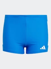 adidas Blue 3 Stripe Swim Shorts - Image 1 of 5