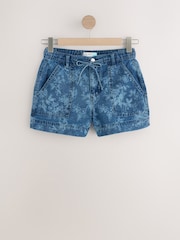 Dark Blue Floral Pull-On Utility Denim Shorts - Image 4 of 6