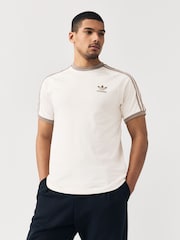 adidas Originals White Adicolor Classics 3-Stripes 100% Cotton T-Shirt - Image 1 of 5