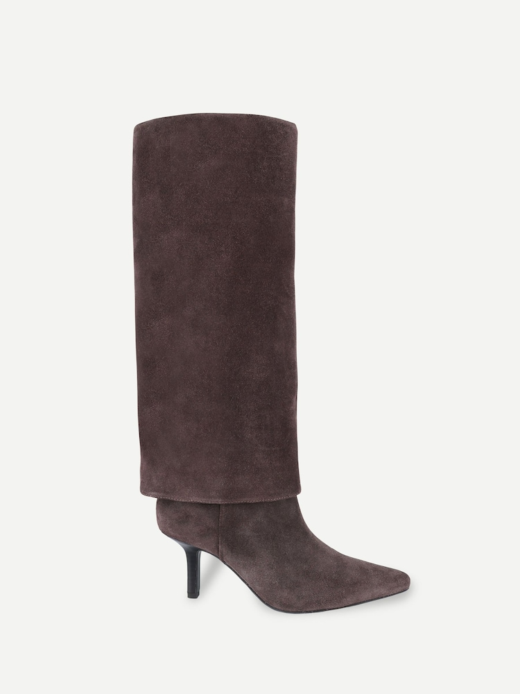 Off The Hook Electra Suede Fold Knee High Boots With Stiletto Heel - Slika 1 od 6 Off The Hook Electra Suede Fold Knee High Boots With Stiletto Heel - Slika 1 od 6