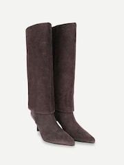 Off The Hook Electra Suede Fold Knee High Boots With Stiletto Heel - Slika 2 od 6