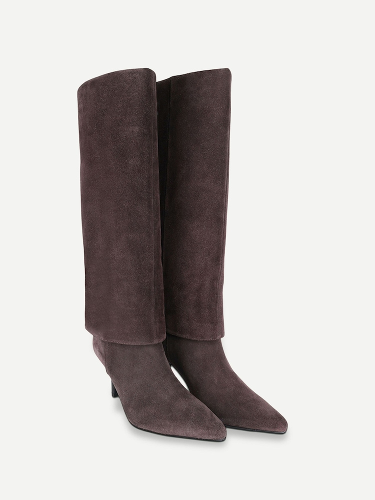 Off The Hook Electra Suede Fold Knee High Boots With Stiletto Heel - Slika 2 od 6 Off The Hook Electra Suede Fold Knee High Boots With Stiletto Heel - Slika 2 od 6