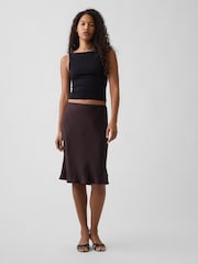 Gap Brown Satin Bias-Cut Skirt - Image 1 of 4