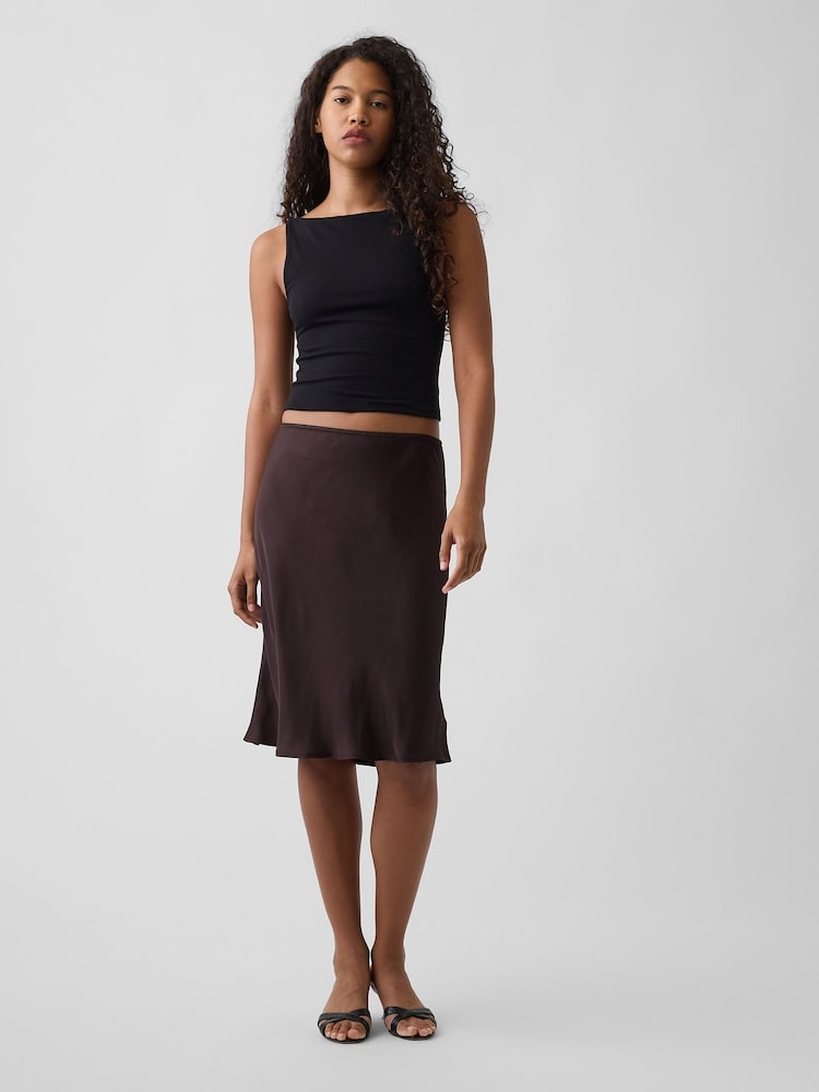 Gap Brown Satin Bias-Cut Skirt - Image 1 of 4 Gap Brown Satin Bias-Cut Skirt - Image 1 of 4