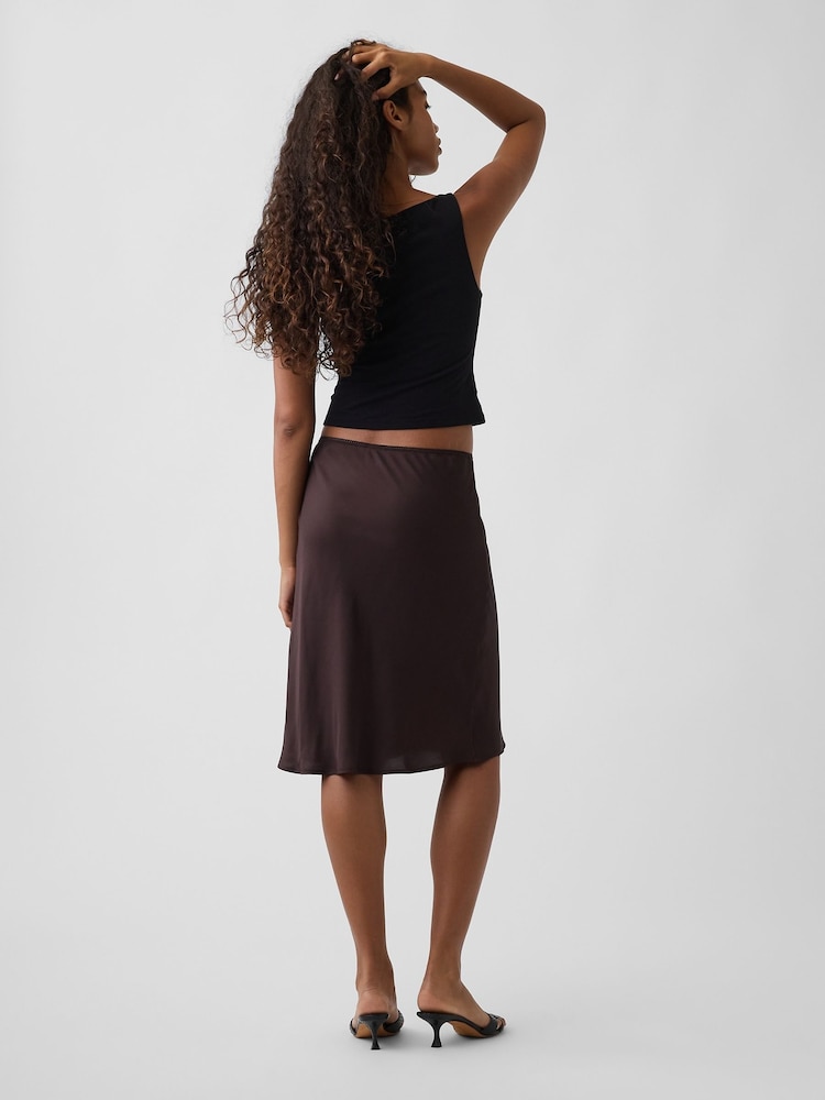 Gap Brown Satin Bias-Cut Skirt - Image 2 of 4 Gap Brown Satin Bias-Cut Skirt - Image 2 of 4
