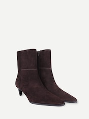 Dunkelbraun - Off The Hook Pheonix Suede Kitten Heel Ankle Boots - Bild 1 von 6