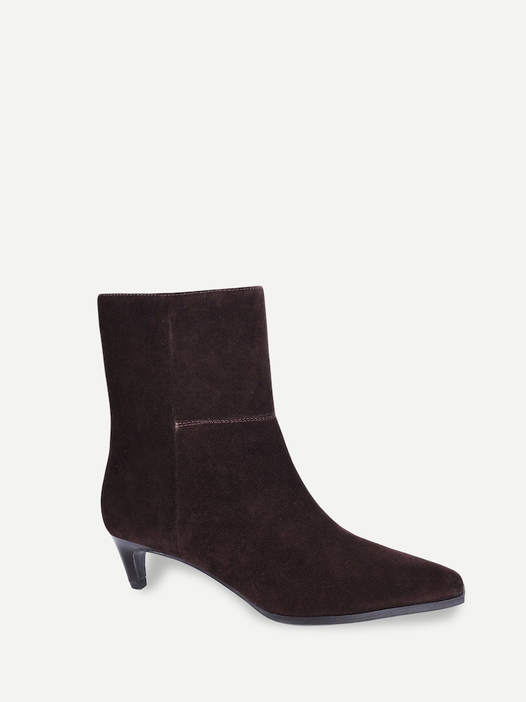Dunkelbraun - Off The Hook Pheonix Suede Kitten Heel Ankle Boots - Bild 2 von 6