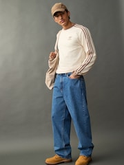 adidas Originals Brown 100% Cotton Adicolor Classics 3-Stripes Long Sleeve Long-Sleeve Top - Image 4 of 5