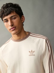 adidas Originals Brown 100% Cotton Adicolor Classics 3-Stripes Long Sleeve Long-Sleeve Top - Image 5 of 5