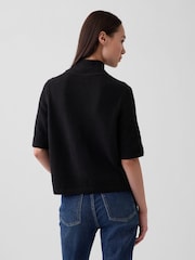 Gap Black CashSoft Mock Neck Elbow-Sleeve Jumper - Image 2 of 4