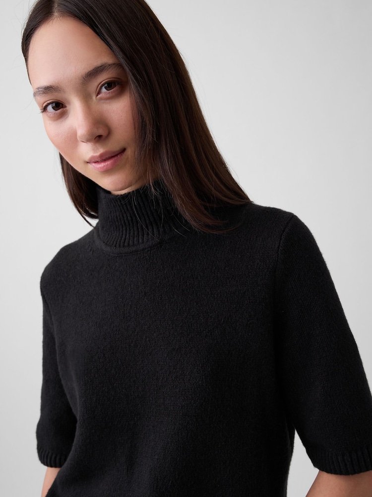 Gap Black CashSoft Mock Neck Elbow-Sleeve Jumper - Image 4 of 4