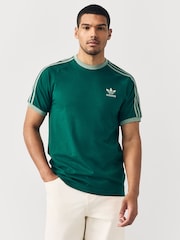 adidas Originals Green Adicolor Classics 3-Stripes T-Shirt - Image 1 of 6