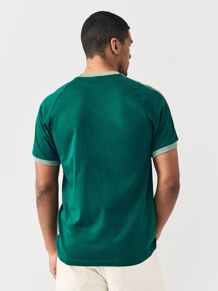 adidas Originals Green Adicolor Classics 3-Stripes T-Shirt - Image 2 of 6
