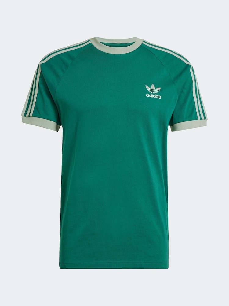 adidas Originals Green Adicolor Classics 3-Stripes T-Shirt - Image 6 of 6