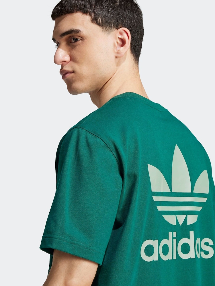 adidas Originals Green Adicolor Classics 100% Cotton Back+Front Trefoil Boxy T-Shirt - Image 5 of 6