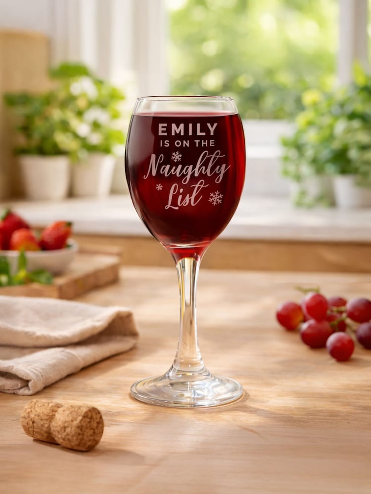 Personalised I'm On The Naughty List Wine Glass by PMC - Image 1 of 3 Personalised I'm On The Naughty List Wine Glass by PMC - Image 1 of 3