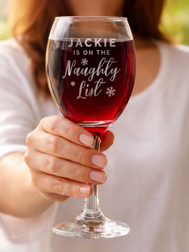 Personalised I'm On The Naughty List Wine Glass by PMC - Image 3 of 3 Personalised I'm On The Naughty List Wine Glass by PMC - Image 3 of 3