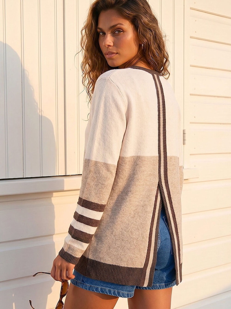 Roman Natural Colour Block Stripe Jumper - Image 2 of 4 Roman Natural Colour Block Stripe Jumper - Image 2 of 4