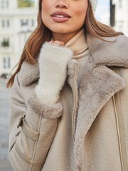 Lipsy Cream Lurex Fingerless Gloves - Image 4 of 4