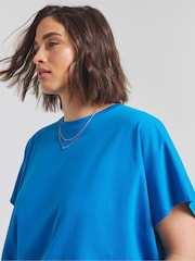 Simply Be Blue Slouchy Dip Back 100% Cotton T-Shirt - Image 4 of 4