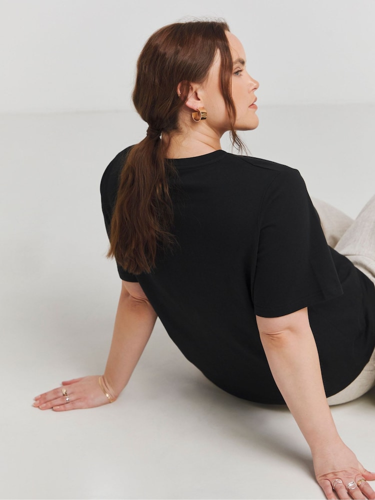 Simply Be Black Shell Detail 100% Cotton T-Shirt - Image 2 of 3