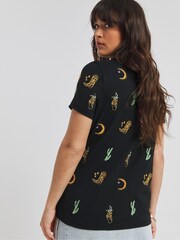 Simply Be Black Jungle Luxe Embroidered 100% Cotton T-Shirt - Image 2 of 4