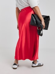 Simply Be Red Satin Maxi Skirt - Image 2 of 4