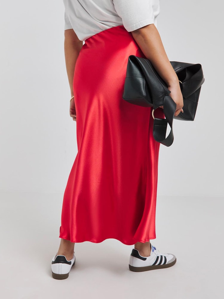 Simply Be Red Satin Maxi Skirt - Image 2 of 4