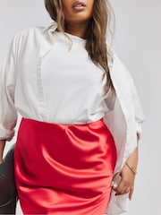 Simply Be Red Satin Maxi Skirt - Image 4 of 4