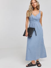 Simply Be Blue Microfibre Midi Dress - Image 1 of 4