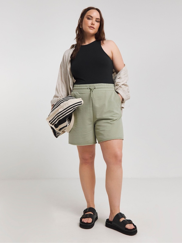 Simply Be Green Distressed 100% Cotton Shorts - Image 1 of 4