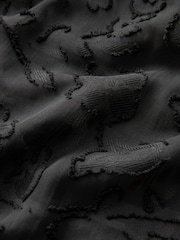 Black Jacquard Boho Long Sleeve Tie Neck Blouse - Image 7 of 8