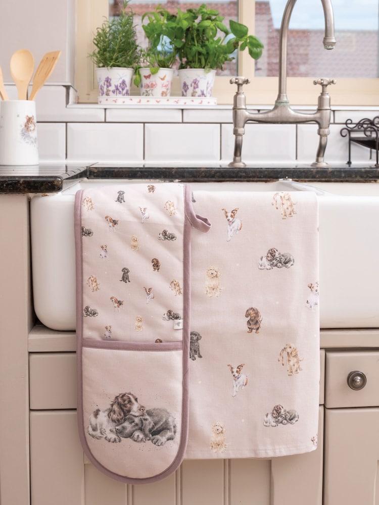 Wrendale Natural Double Oven Glove & Tea Towel Set - Image 1 of 1