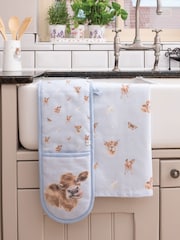 Wrendale Blue Double Oven Glove & Tea Towel Set - Image 1 of 1