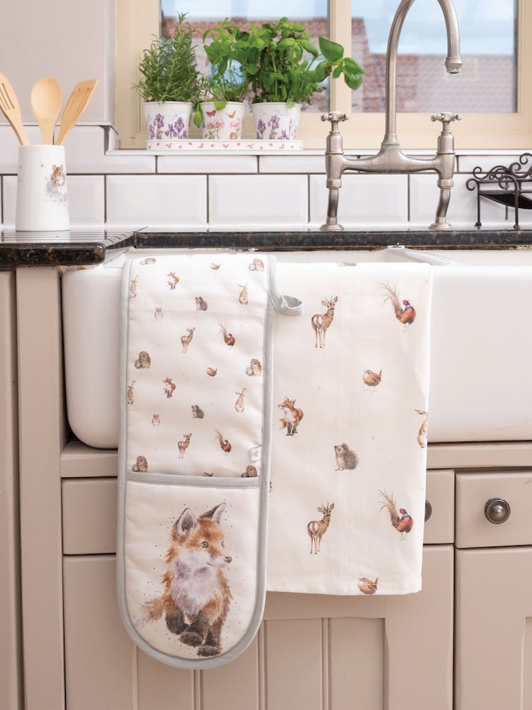 Wrendale Cream Double Oven Glove & Tea Towel Set - Image 1 of 1 Wrendale Cream Double Oven Glove & Tea Towel Set - Image 1 of 1
