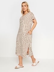 Yours Curve Natural Throw On T-Shirt 100% Cotton Midaxi Dress - Image 2 of 5