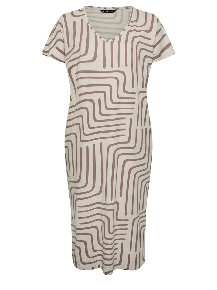 Yours Curve Natural Throw On T-Shirt 100% Cotton Midaxi Dress - Image 5 of 5