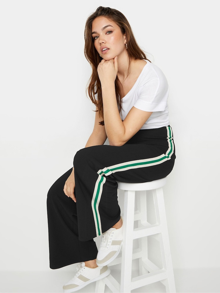 Long Tall Sally Black Wide Leg Striped Trousers - Image 1 of 6