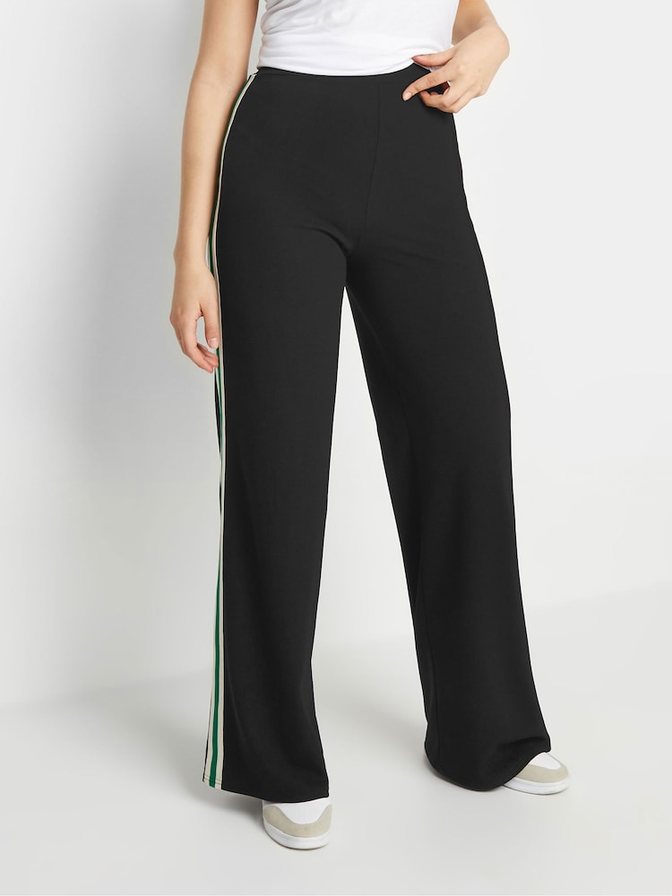 Long Tall Sally Black Wide Leg Striped Trousers - Image 2 of 6