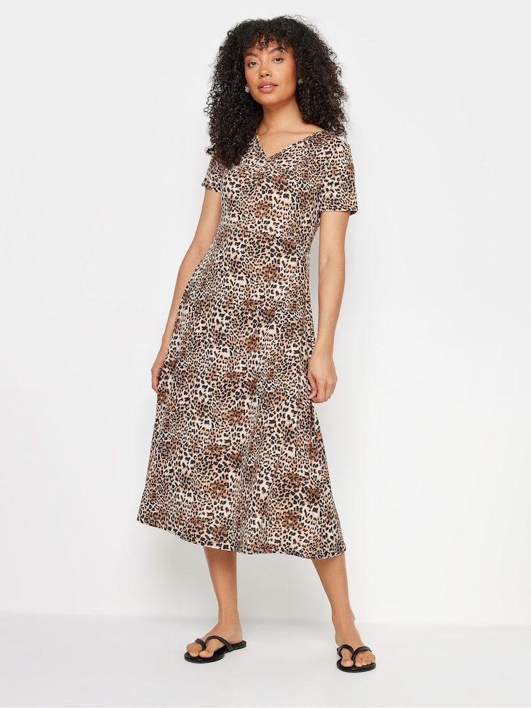 M&Co Natural V-Neck Short Sleeve Dress - Image 1 of 5 M&Co Natural V-Neck Short Sleeve Dress - Image 1 of 5