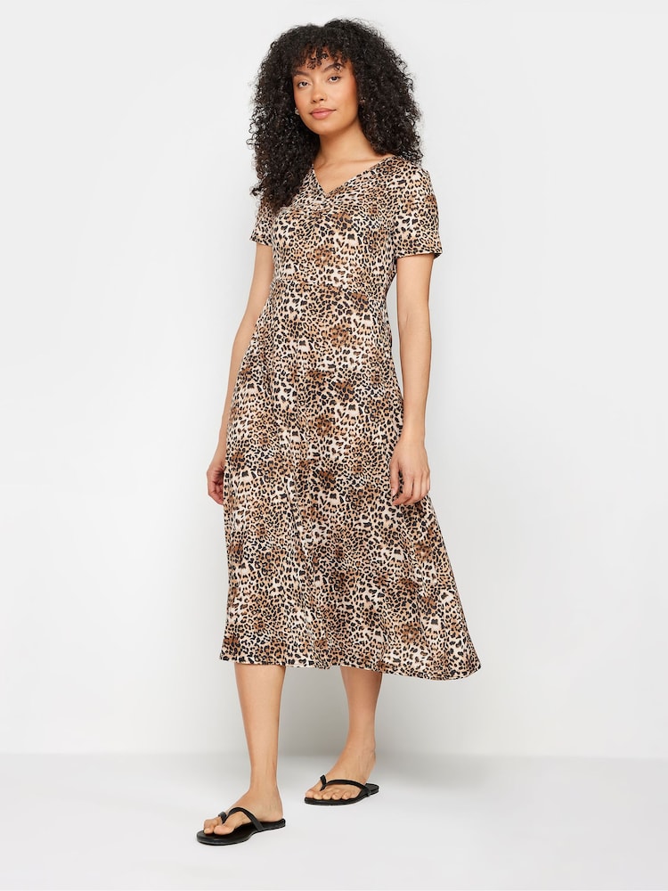 M&Co Natural V-Neck Short Sleeve Dress - Image 2 of 5 M&Co Natural V-Neck Short Sleeve Dress - Image 2 of 5