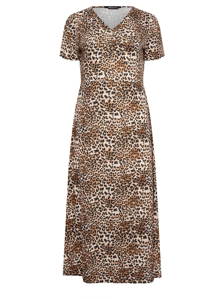 M&Co Natural V-Neck Short Sleeve Dress - Image 5 of 5 M&Co Natural V-Neck Short Sleeve Dress - Image 5 of 5