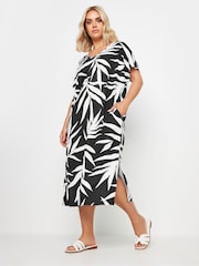 Yours Curve Black Throw On T-Shirt 100% Cotton Midaxi Dress - Image 1 of 5