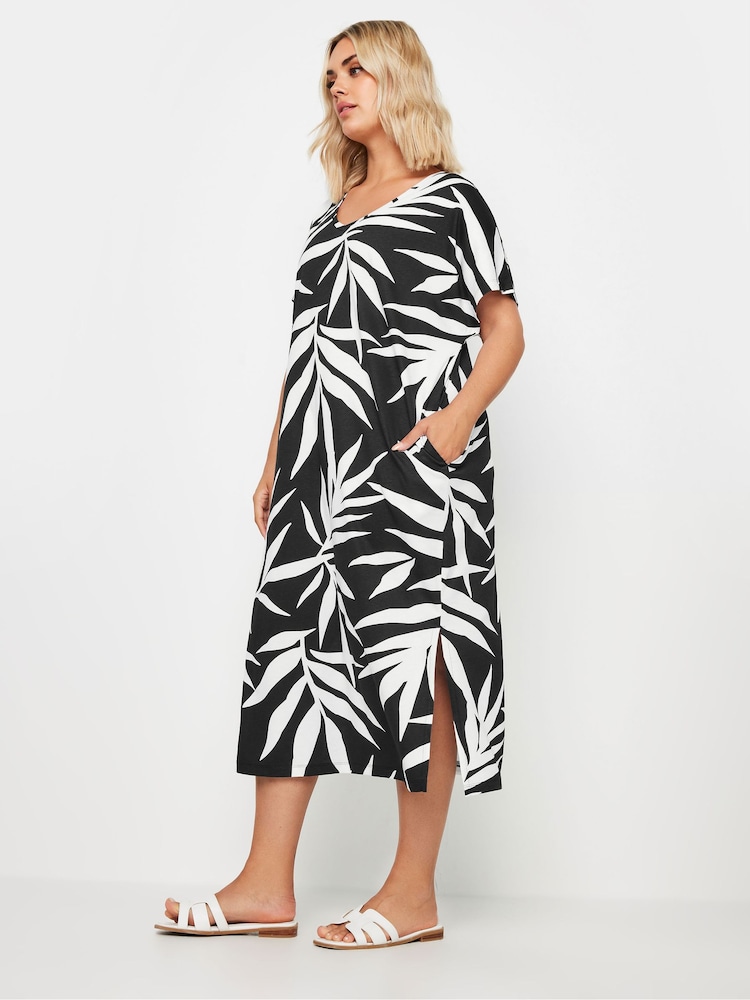 Yours Curve Black Throw On T-Shirt 100% Cotton Midaxi Dress - Image 2 of 5