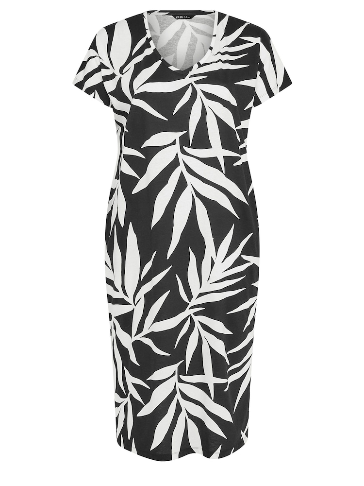Yours Curve Black Throw On T-Shirt 100% Cotton Midaxi Dress - Image 5 of 5
