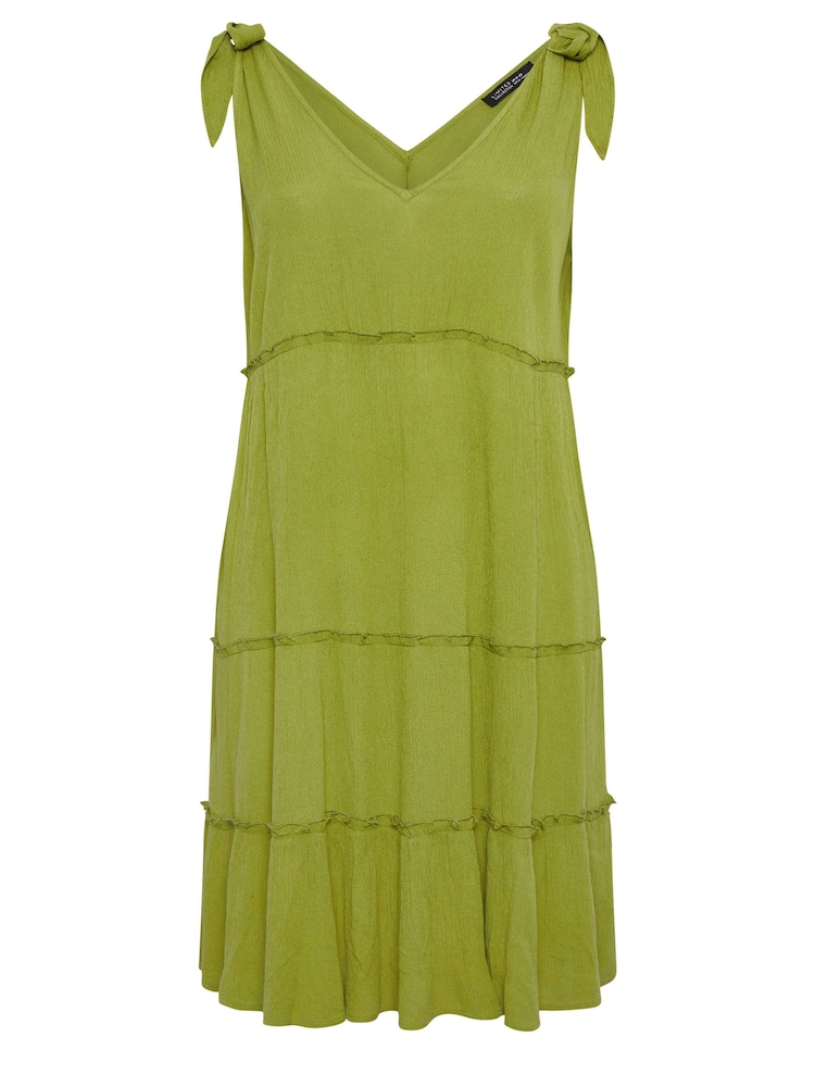 Verde - Yours Curve Limited Tiered Frill Tie Sleeve Mini Dress - Imagen 5 de 5 Verde - Yours Curve Limited Tiered Frill Tie Sleeve Mini Dress - Imagen 5 de 5