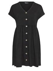 Yours Curve Black Limited Button Front Smock 100% Cotton Dress - Image 5 of 5