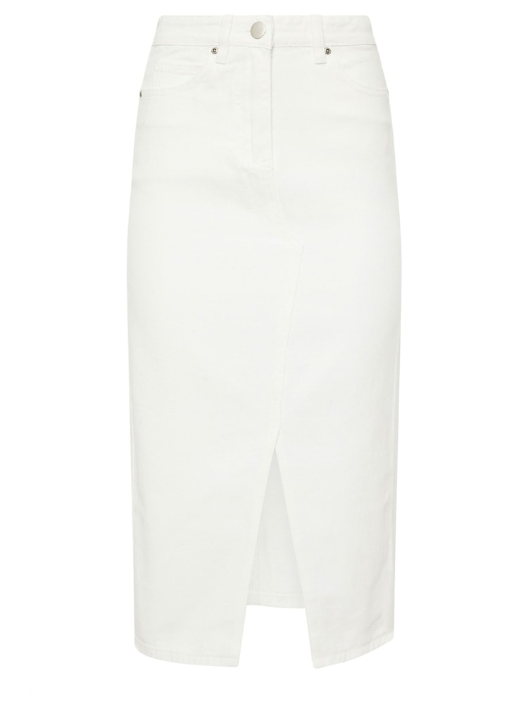 PixieGirl Petite White Denim Split Midaxi 100% Cotton Skirt - Image 5 of 5