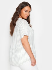 Yours Curve White Stripe Notchneck Stripe Blouse - Image 3 of 5