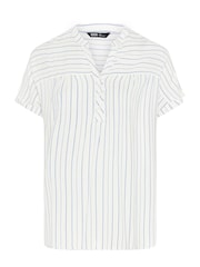 Yours Curve White Stripe Notchneck Stripe Blouse - Image 5 of 5